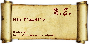 Miu Elemér névjegykártya